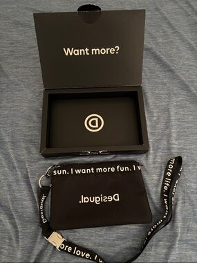 Desigual Black Logo Wristlet with Printed Lanyard